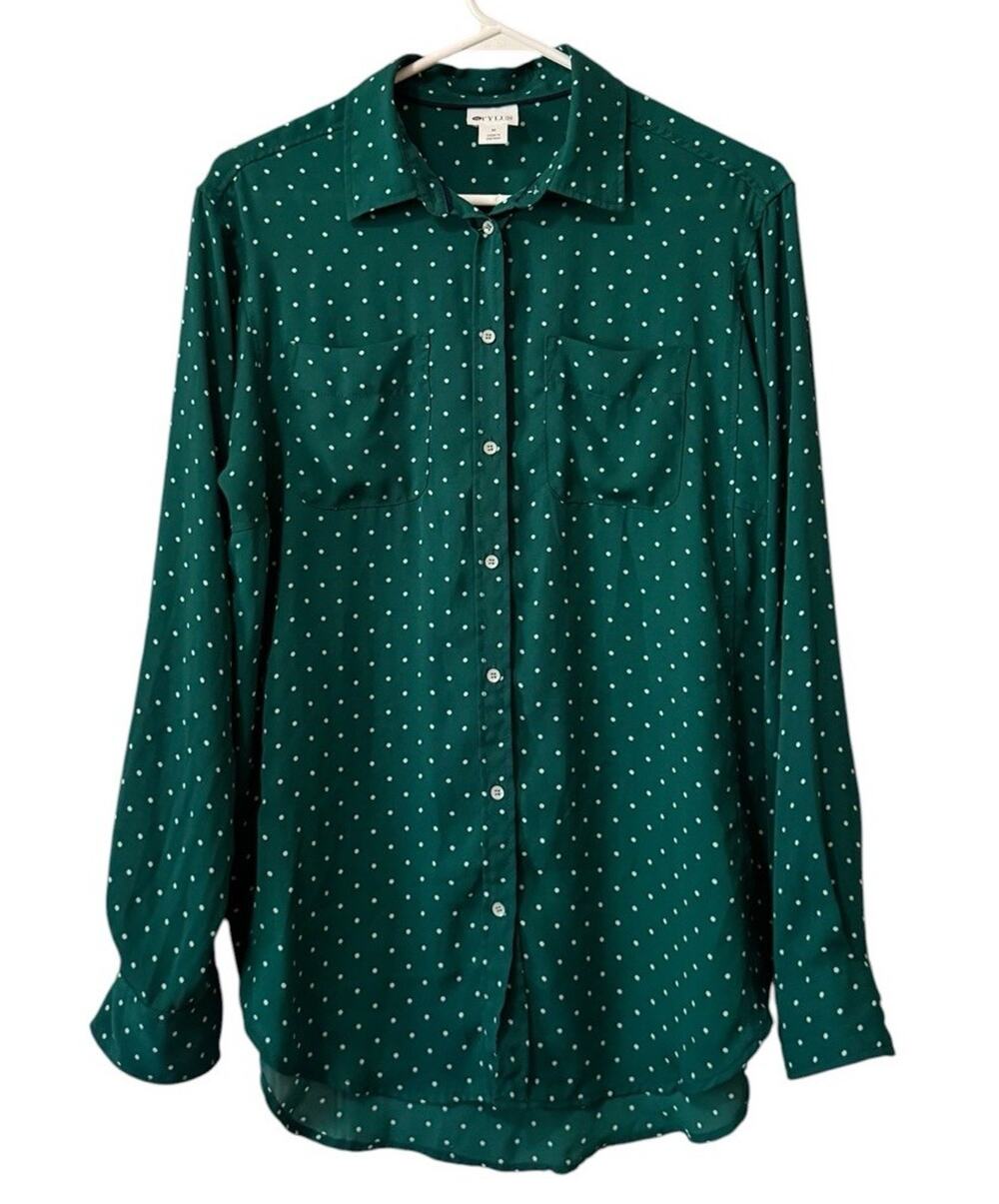 Stylus Women Size‎ Medium Long Sleeve Button Down Shirt Polyester Chic Career